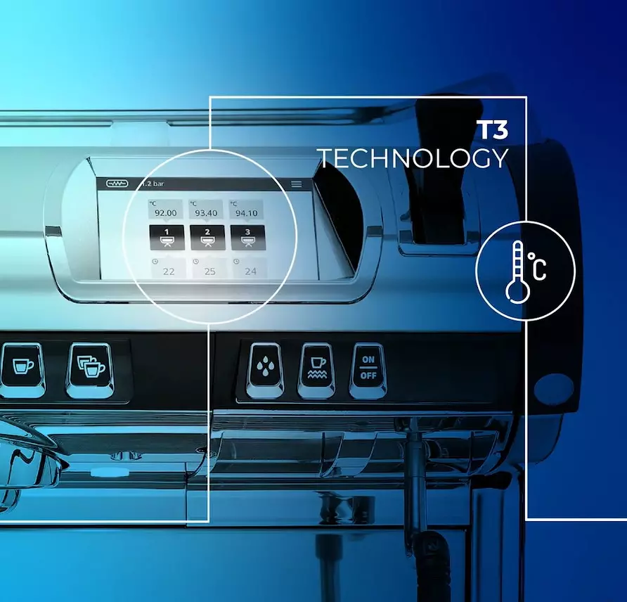 T3 technologie v kávovaru Aurelia Wave. Zdroj: Nuova Simonelli T3 technologie v kávovaru Aurelia Wave.